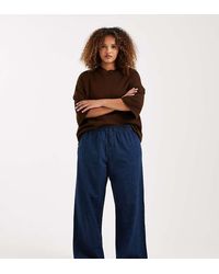 ASOS - Asos Design Curve Boxer Waist Wide Leg Denim Trouser - Lyst
