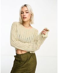 Collusion - Cropped Distressed Nibbled Hem Jumper - Lyst