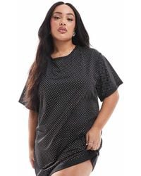 Renee Studio - Plus X Michelle Nayla Exclusive Allover Hotfix Ribbon Tie Back T-shirt Mini Dress - Lyst