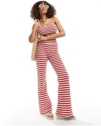 ASOS - Crochet Texture Stripe Slim Wide Leg Pants - Lyst