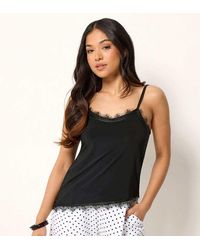 PixieGirl - Petite Lace Trim Asymmetric Vest Top - Lyst