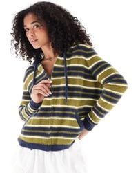 Daisy Street - Zip-through Fluffy Knit Cardigan With Hood - Lyst