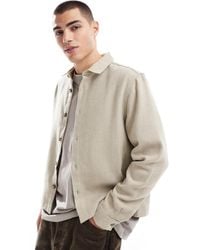 ASOS - Surchemise coupe carrée en aspect laine - taupe - Lyst