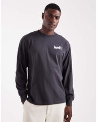 Levi's - Ruimvallend T-Shirt Met Lange Mouwen En Off Beets-Print Op De Achterkant - Lyst