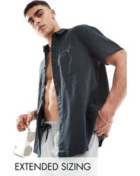 ASOS - – lässig geschnittenes, kurzärmliges hemd aus leinenmix - Lyst