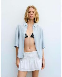Pull&Bear - Short Sleeve Linen Blend Shirt - Lyst