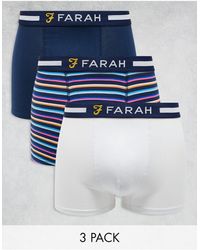 Farah - Confezione da 3 paia di boxer blu navy, bianchi e a righe multicolori - Lyst
