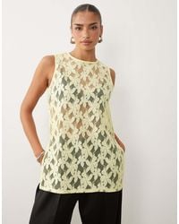 ASOS - Lace Oversized Longline Tank Top - Lyst