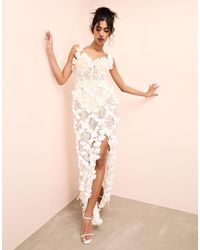 ASOS - 3d Floral Pearl Embellished Lace Maxi Dress - Lyst