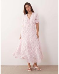 Y.A.S - Textured V Neck Midi Dress - Lyst