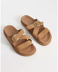 Nobody's Child - Real Suede Cross Over Buckle Detail Sandals - Lyst