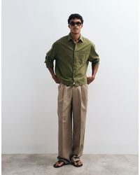 ASOS - Boxy Oversized Linen Look Stripe Shirt With Chest Pocket - Lyst