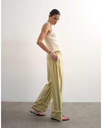 TOPSHOP - Linen Multi Stripe Straight Trouser - Lyst