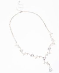 Lovisa - Cubic Zirconia Floral Teardrop Y-Shape Necklace - Lyst