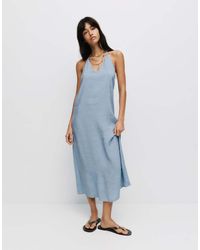 Pull&Bear - Midi Jurk Met Halternek - Lyst