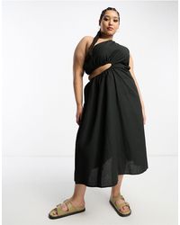Native Youth - Asymmetric Strap Linen Midaxi Dress - Lyst