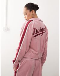 KTZ - La dodgers - top zippé d'ensemble en velours à bande latérale - Lyst