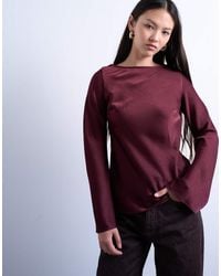 TOPSHOP - Long Sleeve Cowl Detail Top - Lyst