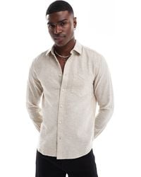 Only & Sons - Regular Fit Linen Mix Long Sleeve Shirt - Lyst