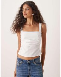 ASOS - Pleat Detail Square Neck Top - Lyst