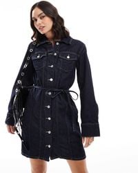 Vero Moda - Buttondown Denim Mini Dress - Lyst