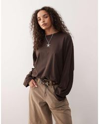 Monki - Oversized Long Sleeve T-shirt With Side Slits - Lyst