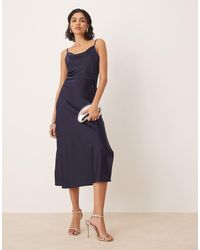 Y.A.S - Satin Midi Cami Dress With Tie Waist - Lyst