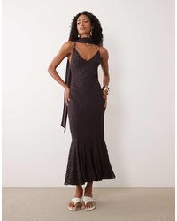 ASOS - Bias Plunge Cami Maxi Dress With Full Godets And Scarf Detail - Lyst