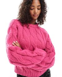 Pieces - Jersey Rosa Luminoso De Punto De Ochos De -Morado - Lyst