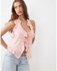 Miss Selfridge - Tie Front Halterneck Top - Lyst