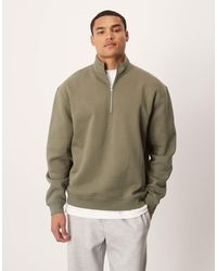 ASOS - Essentials Relaxed Fit Quarter Zip Sweatshirt - Lyst