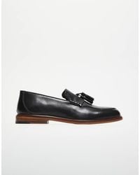 Walk London - Mocasines Negros Con Borlas Y Suela Natural De Cuero Putney De - Lyst