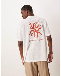 ASOS - Linen Look Relaxed T-shirt With Riviera Graphic - Lyst
