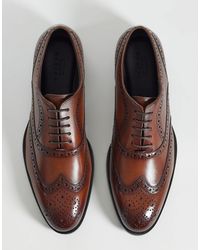 ASOS - – schnürschuhe im budapester stil aus glänzendem, hellem leder - Lyst