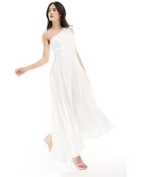 Y.A.S - Bridal One Shoulder Pleated Dress With Asymmetric Hem - Lyst