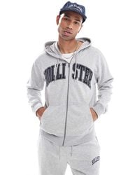 Hollister - Varsity Logo Relaxed Fit Full Zip Hoodie - Lyst