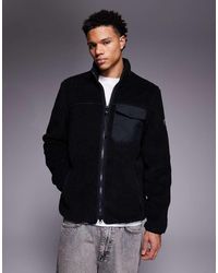Barbour - Chaqueta Negra De Felpa Mossdale De - Lyst