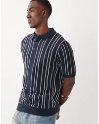 Threadbare - Knit Short Sleeve Pinstripe Polo Shirt - Lyst