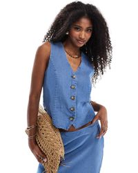 ONLY - – weste aus chambray-denim - Lyst