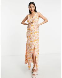 & Other Stories - Blend Maxi Dress With Split Front And Ring Front Detail - Lyst