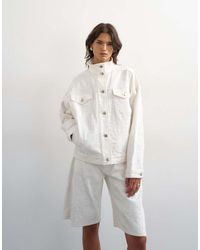 TOPSHOP - Denim Funnel Neck Elastic Waist Jacket - Lyst