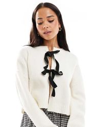 Brave Soul - Cardigan With Bow Front Ties - Lyst