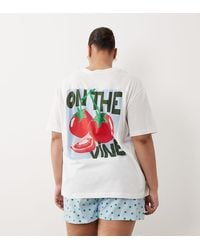 ASOS - Asos Design Curve Oversized Tee And Short Pyjama Set With Tomato Graphic - Lyst