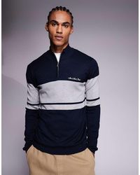 River Island - Half Zip Jumper With Blocked Detail - Lyst