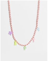 ASOS Beaded Necklace With Plastic Happy Letters - Multicolour