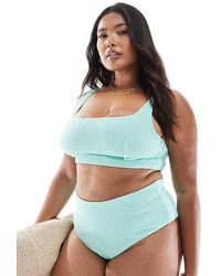 ASOS - Asos Design Curve Charlene Textured High Leg High Waist Bikini Bottom - Lyst