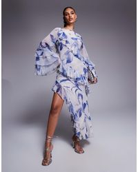ASOS - Ruffle Bias Maxi Dress With Extreme Tiered Sleeve - Lyst