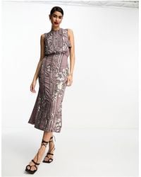 ASOS - Floral Geo Embellished Maxi Dress With Cold Shoulder Detail - Lyst