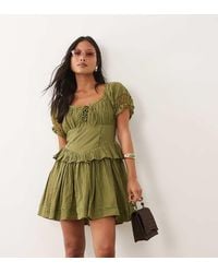 Miss Selfridge - Cheesecloth Lace Detail Milkmaid Dress - Lyst