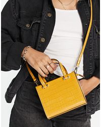 ASOS - Mini Croc Tote Bag With Top Handle And Detachable Crossbody Strap - Lyst